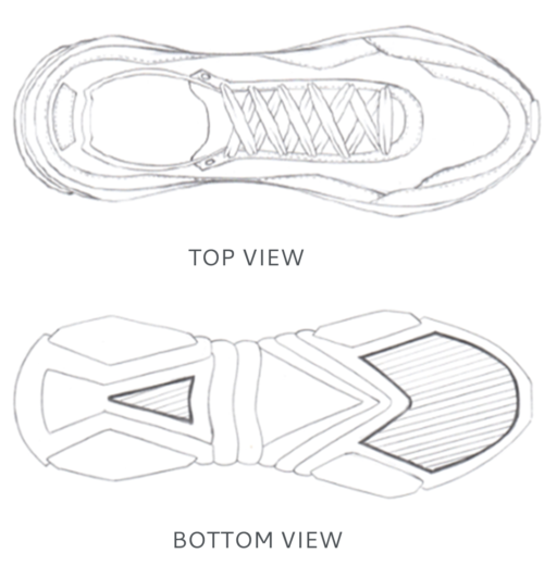 Top and bottom view of a sneaker